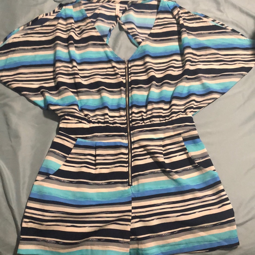 Open back blue Romper shorts